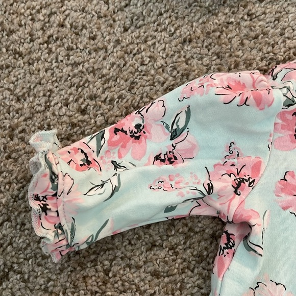 Little Me Floral Zip Footed One-Piece and Headband - Picture 5 of 10